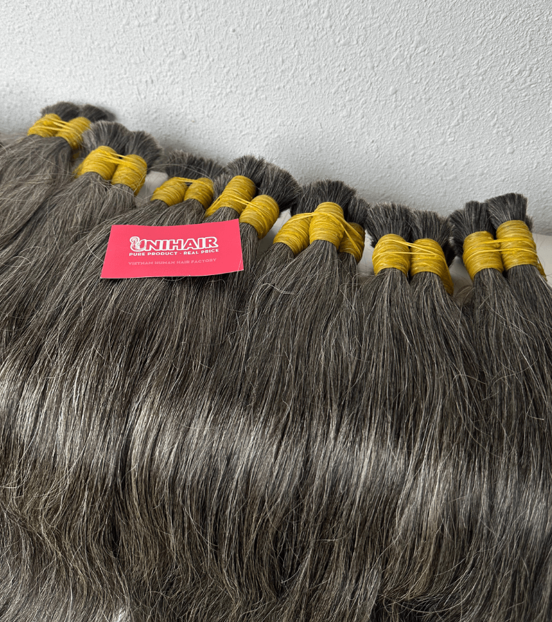 Natural Grey Bulk Human Hair Bundles