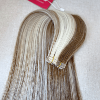stitched tape in hair extensions with scandivanian color straight hair 4