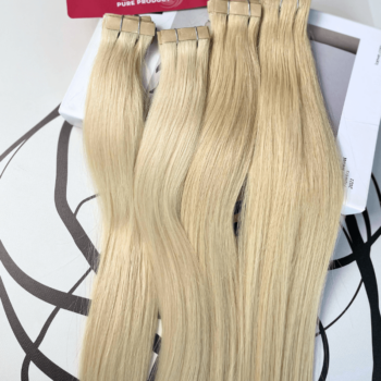 invisible tape in hair extensions with 613 color straight hair 1