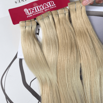 invisible tape in hair extensions with 613 color straight hair 2