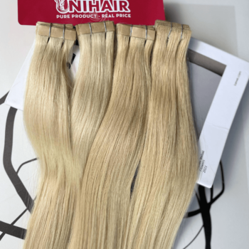 invisible tape in hair extensions with 613 color straight hair 5