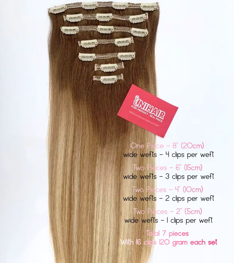 Straight Fabric Clip-In Hair Extensions – Ash Blonde Mix Platinum Blonde Ombre