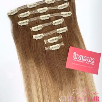 Straight Fabric Clip-In Hair Extensions – Ash Blonde Mix Platinum Blonde Ombre