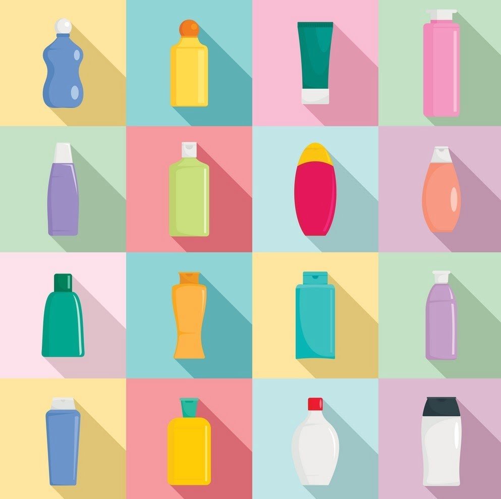 shampoo bottle hair care icons set flat style vector 21398192