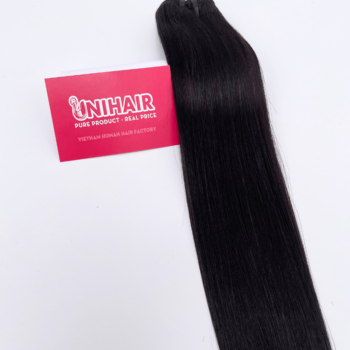 Alternative view of Double Drawn Remy Weft Bone Straight Black Hair