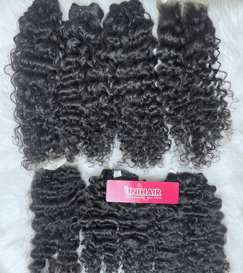 Natural Color Burmese Curly Raw Hair Weft