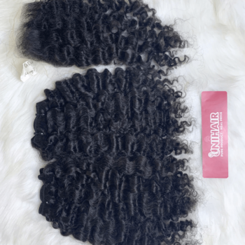 Alternative view of Natural Color Burmese Curly Raw Hair Weft
