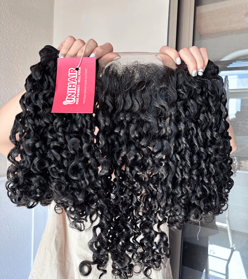 Double Drawn Pixie Curly Remy Weft Hair