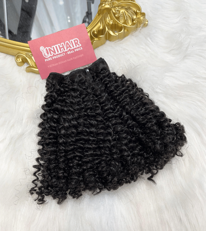 Double Drawn Kinky Curly Remy Weft Hair
