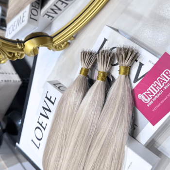 Alternative view of Nano Ring Hair Extensions With Viking Blonde Color Straight Hair