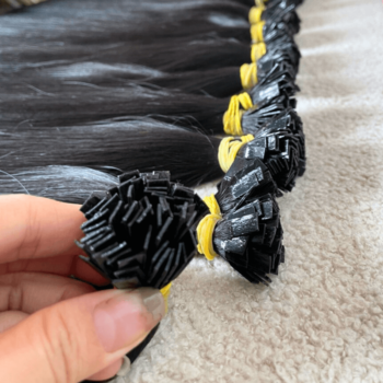 Alternative view of Flat Tip Hair Extensions with Natural Black Color Straight Hair