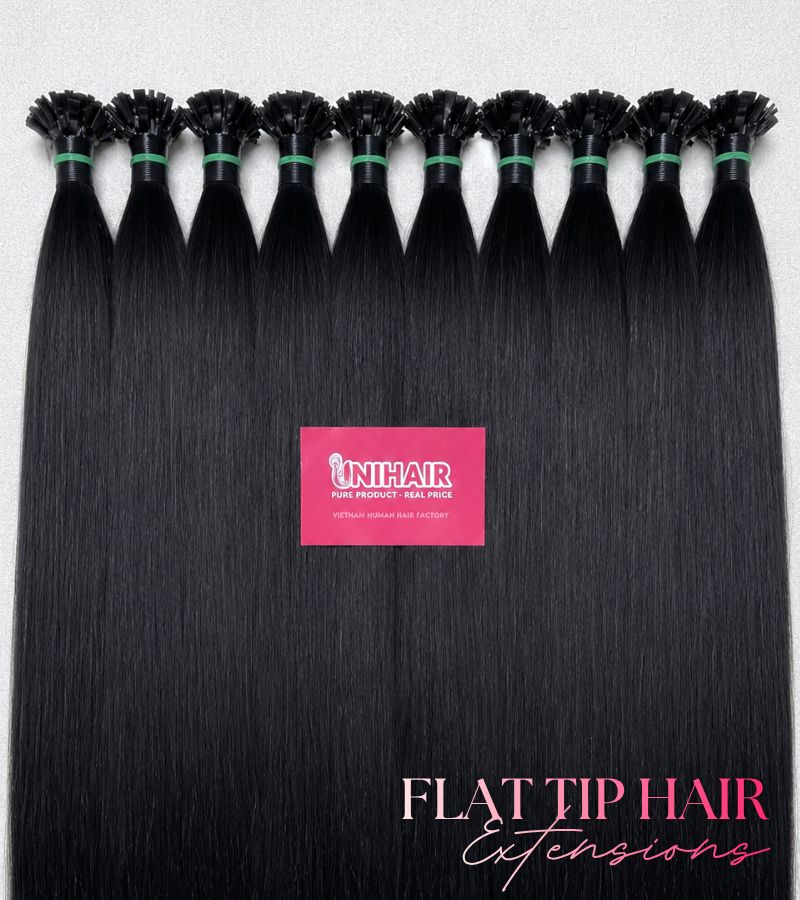 Natural Black Flat Tip Hair Extensions