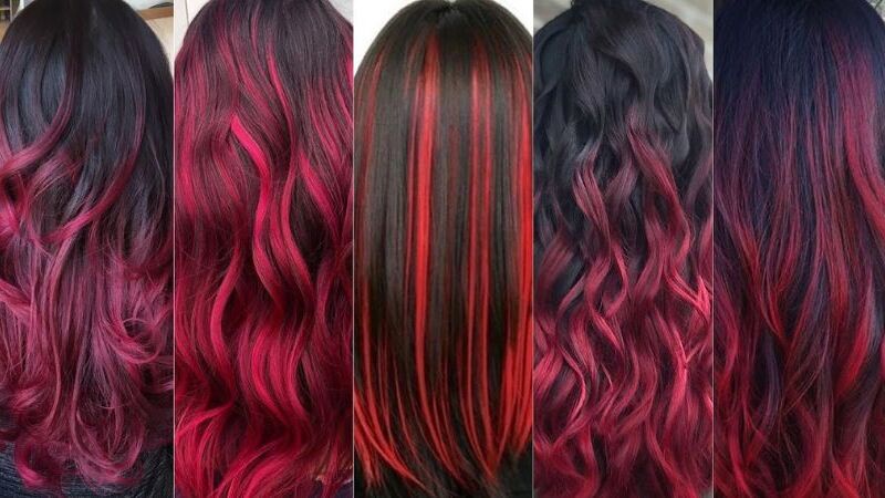 How To Get Stunning Red Highlights On Black Hair With 7 Steps 3 red highlights on black hair 2