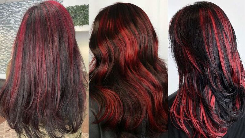 How To Get Stunning Red Highlights On Black Hair With 7 Steps 4 red highlights on black hair 3