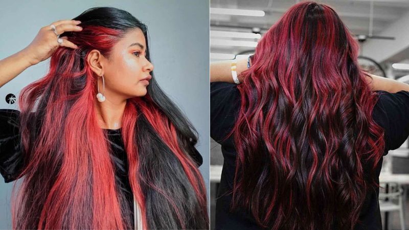 How To Get Stunning Red Highlights On Black Hair With 7 Steps 5 red highlights on black hair 4