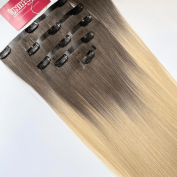 Alternative view of Seamless Clip in Hair Extensions with #AB Color Straight Hair