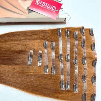 Alternative view of Seamless Clip in Hair Extensions with Brown Color Straight Hair