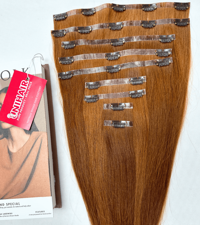 Seamless Clip in Hair Extensions with Brown Color Straight Hair