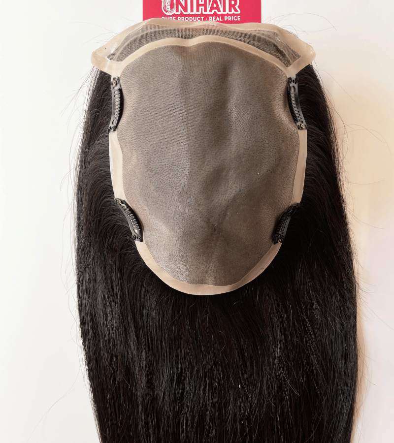 6x8 inches Mono base with PU coated #1B color Hair Topper