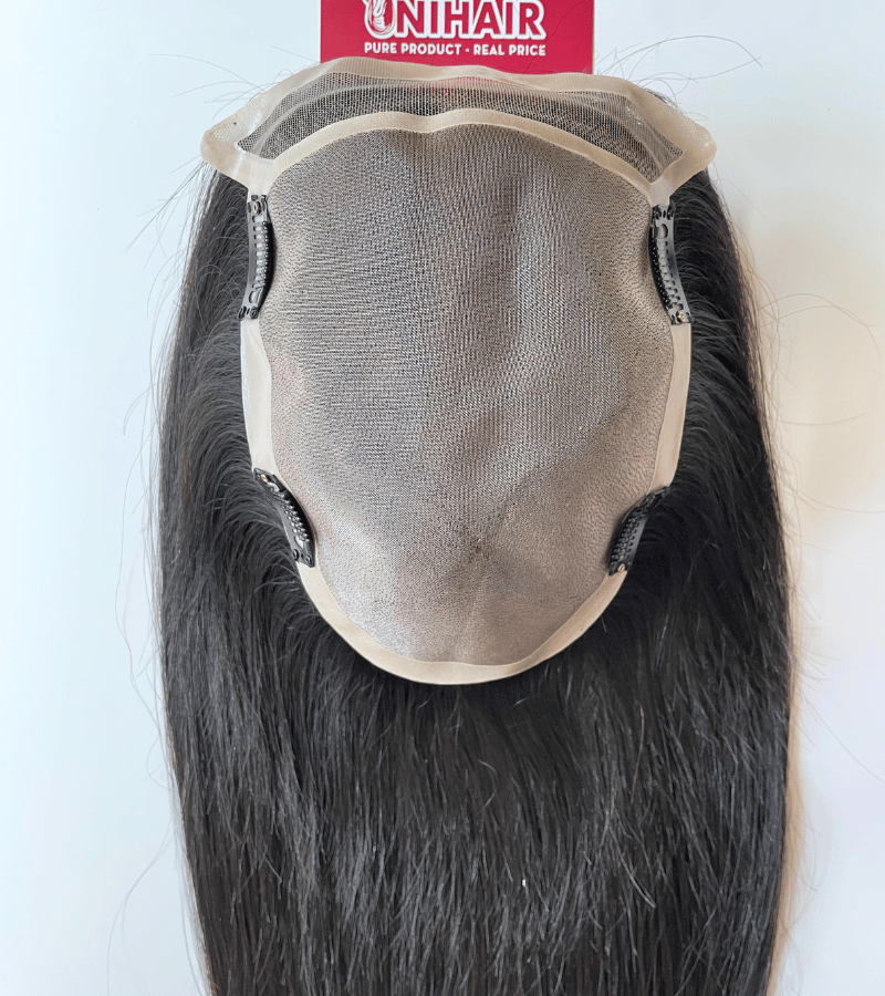 6x8 inches Mono base with PU coated #1B color Hair Topper 4 6x8 inches Mono base with PU coated #1B color Hair Topper - Image 4