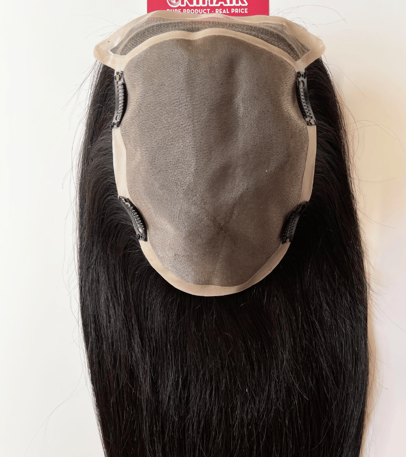 6x8 inches Mono base with PU coated #1B color Hair Topper 2 6x8 inches Mono base with PU coated #1B color Hair Topper - Image 2