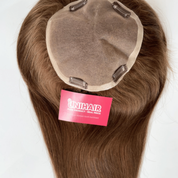 7x7 inches Mono base bleach a knot with PU clear 6 color Hair Topper 1