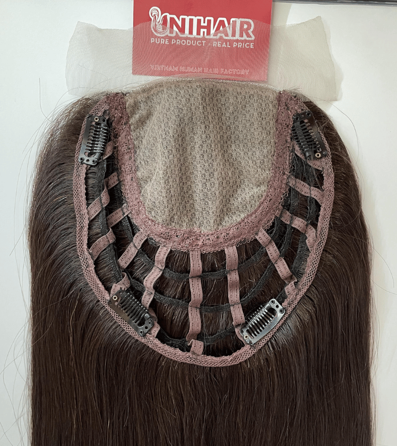 7x8 inches with 4x4 inches silk weft #2 color Hair Topper 3 7x8 inches with 4x4 inches silk weft #2 color Hair Topper - Image 3