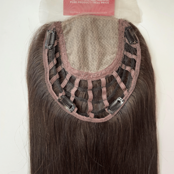 Alternative view of 7x8 inches with 4x4 inches silk weft #2 color Hair Topper