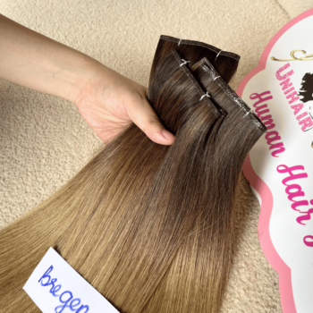 Alternative view of Genius Weft Human Hair Extensions with Bregen Color Straight Hair