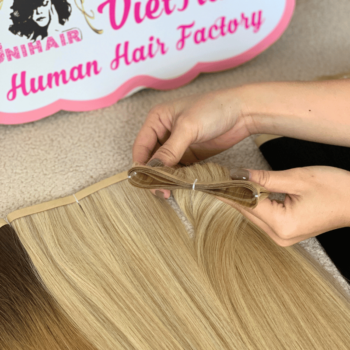 Alternative view of Long Tape In Hair Extensions with Viking Blonde Color Straight Hair