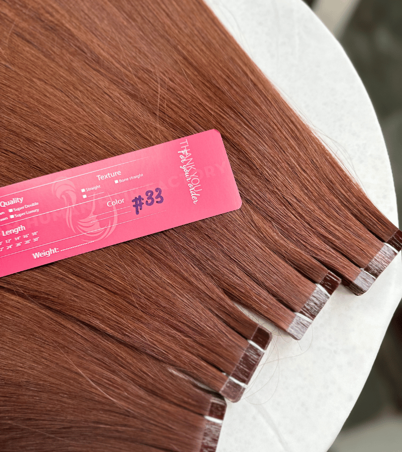 Normal Tape In Hair Extensions with #33 Color Straight Hair