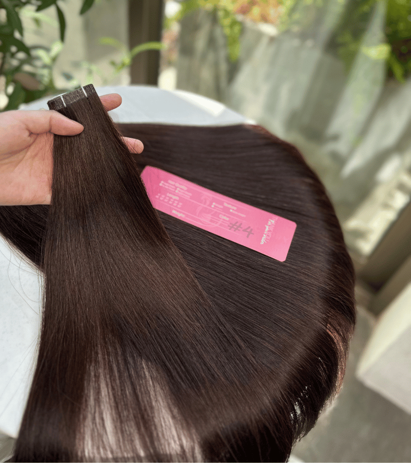 Normal Tape In Hair Extensions with #4 Color Straight Hair