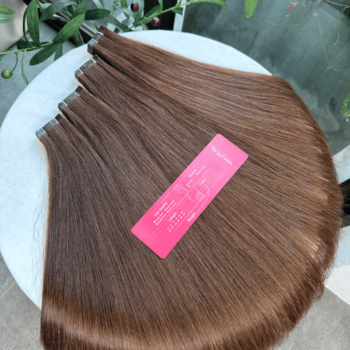 Alternative view of Normal Tape In Hair Extensions with #6 Color Straight Hair