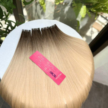 Alternative view of Normal Tape In Hair Extensions with Norwegain Color Straight Hair