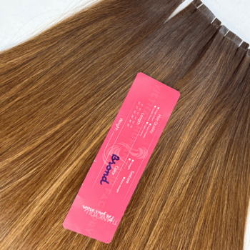 Normal Tape In Hair Extensions with Brond Color Straight Hair 1