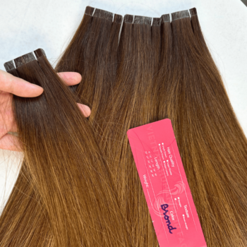 Normal Tape In Hair Extensions with Brond Color Straight Hair 2