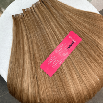 Normal Tape In Hair Extensions with Caramel Color Straight Hair 1