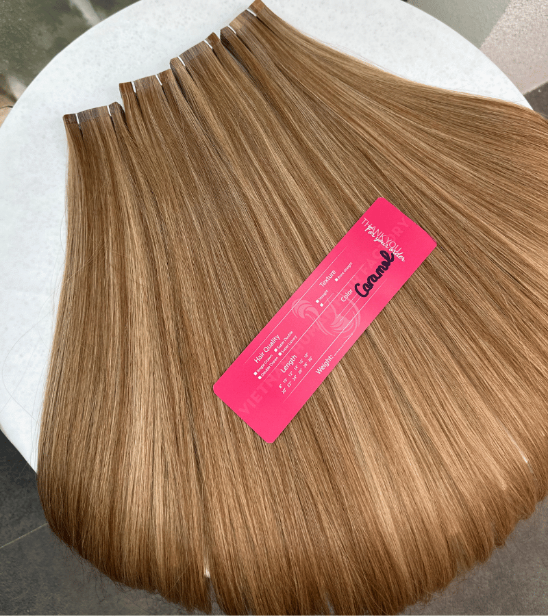 Normal Tape In Hair Extensions with Caramel Color Straight Hair