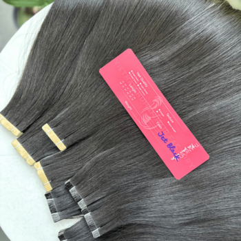 Alternative view of Normal Tape In Hair Extensions with Jet Black Color Straight Hair