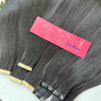 Normal Tape In Hair Extensions with Jet Black Color Straight Hair 4