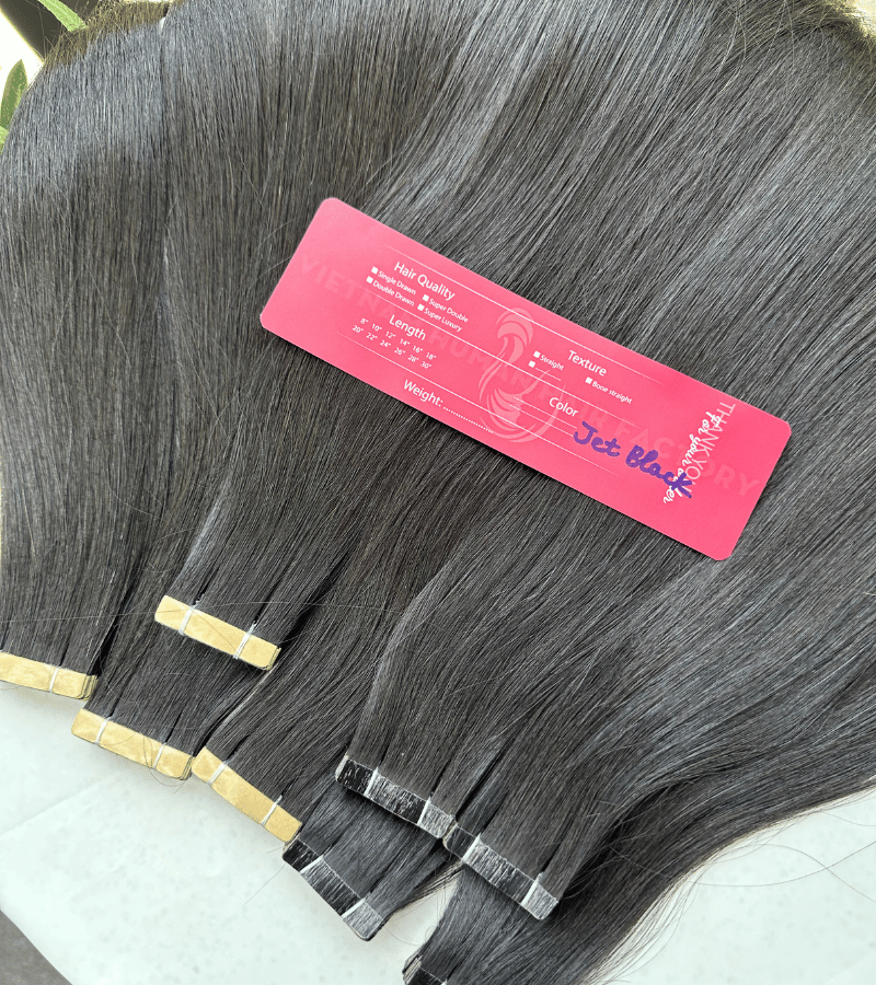 Normal Tape In Hair Extensions with Jet Black Color Straight Hair