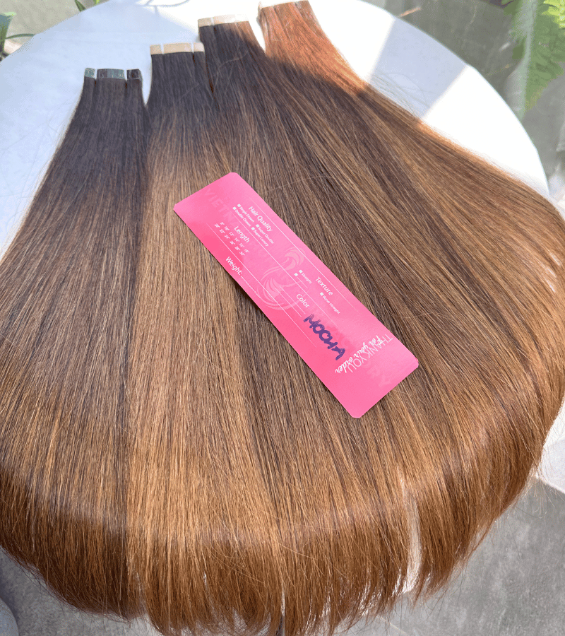 Normal Tape In Hair Extensions with Mocha Color Straight Hair