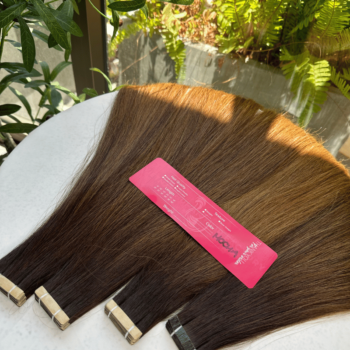 Normal Tape In Hair Extensions with Mocha Color Straight Hair 2