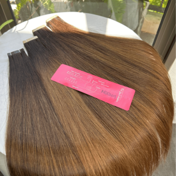 Normal Tape In Hair Extensions with Mocha Color Straight Hair 3
