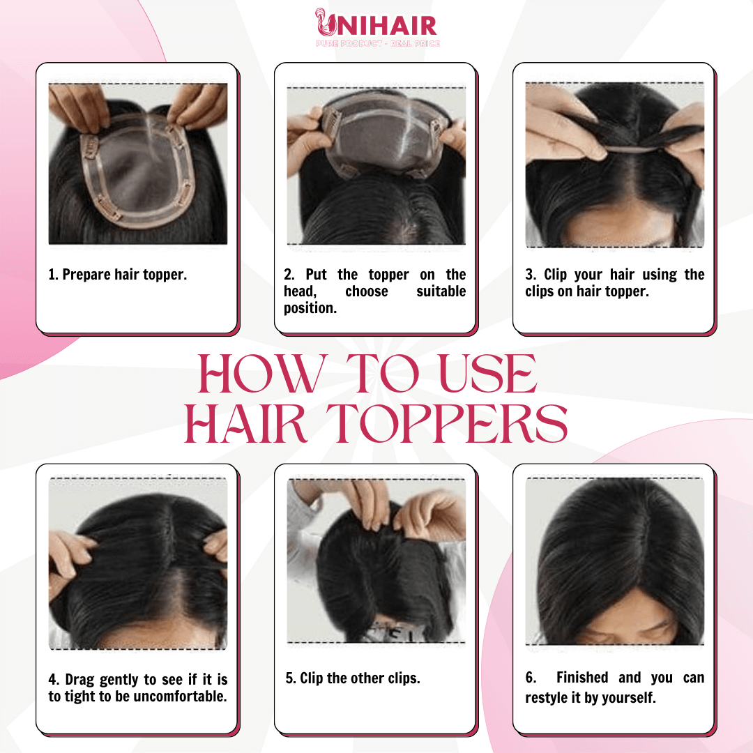 6x8 inches HD Lace without PU #7C color Hair Topper 1 UNI HOW TO APPLY TOPPER