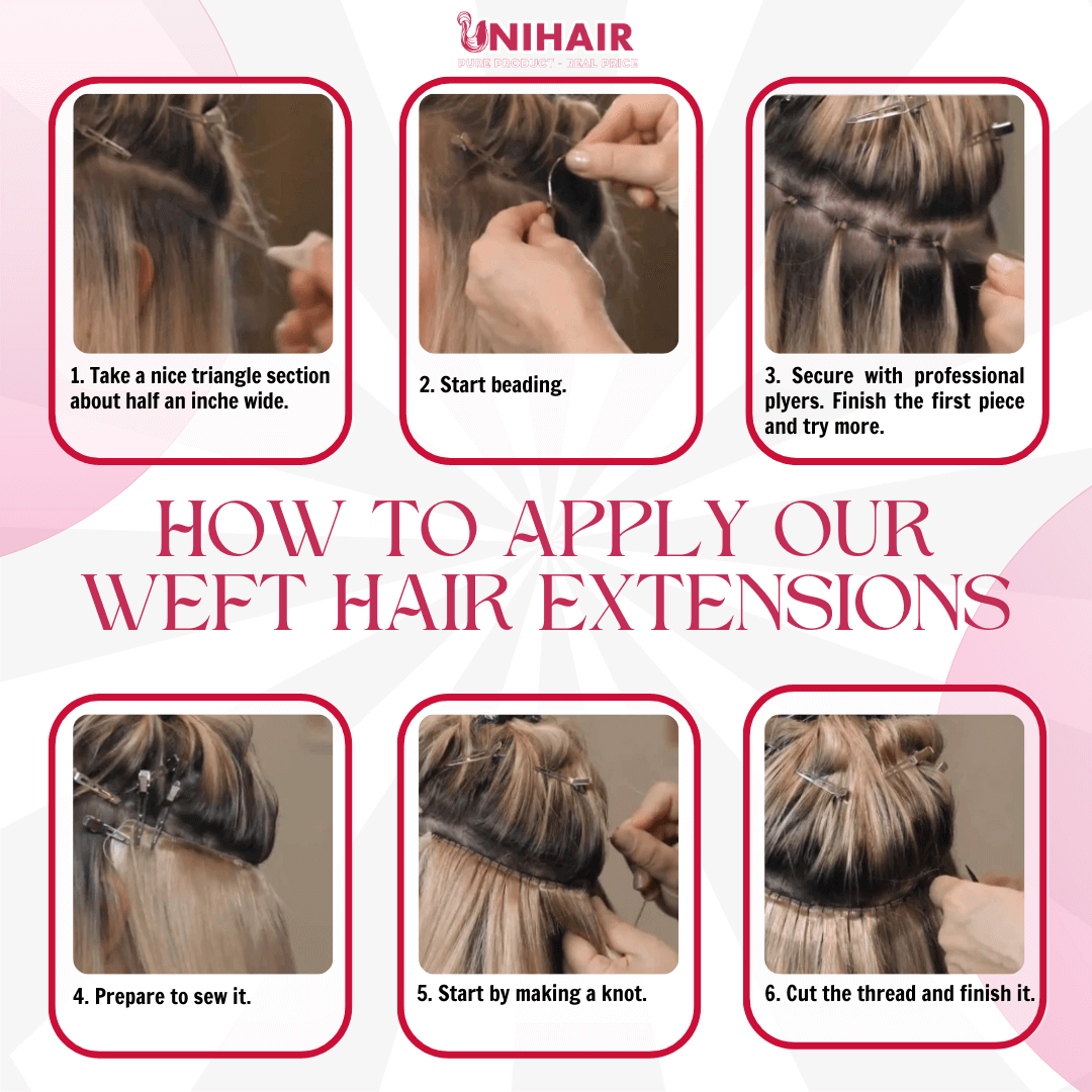 Genius Weft Human Hair Extensions with #613 Color Straight Hair 1 UNI HOW TO APPLY WEFT HAIR