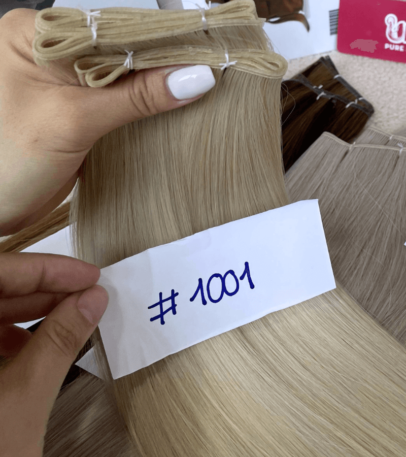 Genius Weft Human Hair Extensions with #1001 Color Straight Hair