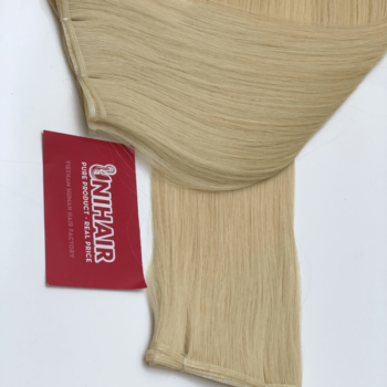 genius weft human hair extensions with platinum blonde sew color straight hair 2