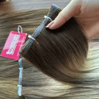 Alternative view of Genius Weft Human Hair Extensions with Scandinavian Blonde Color Straight Hair