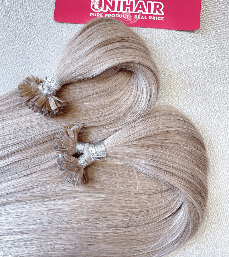 Flat Tip Hair Extensions with Silver Color Straight Hair